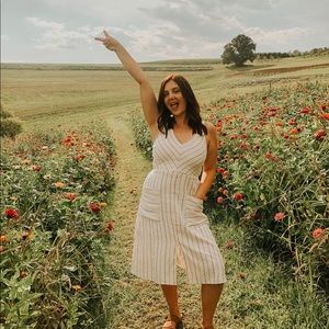 Linen Dress sleeveless with pockets striped
